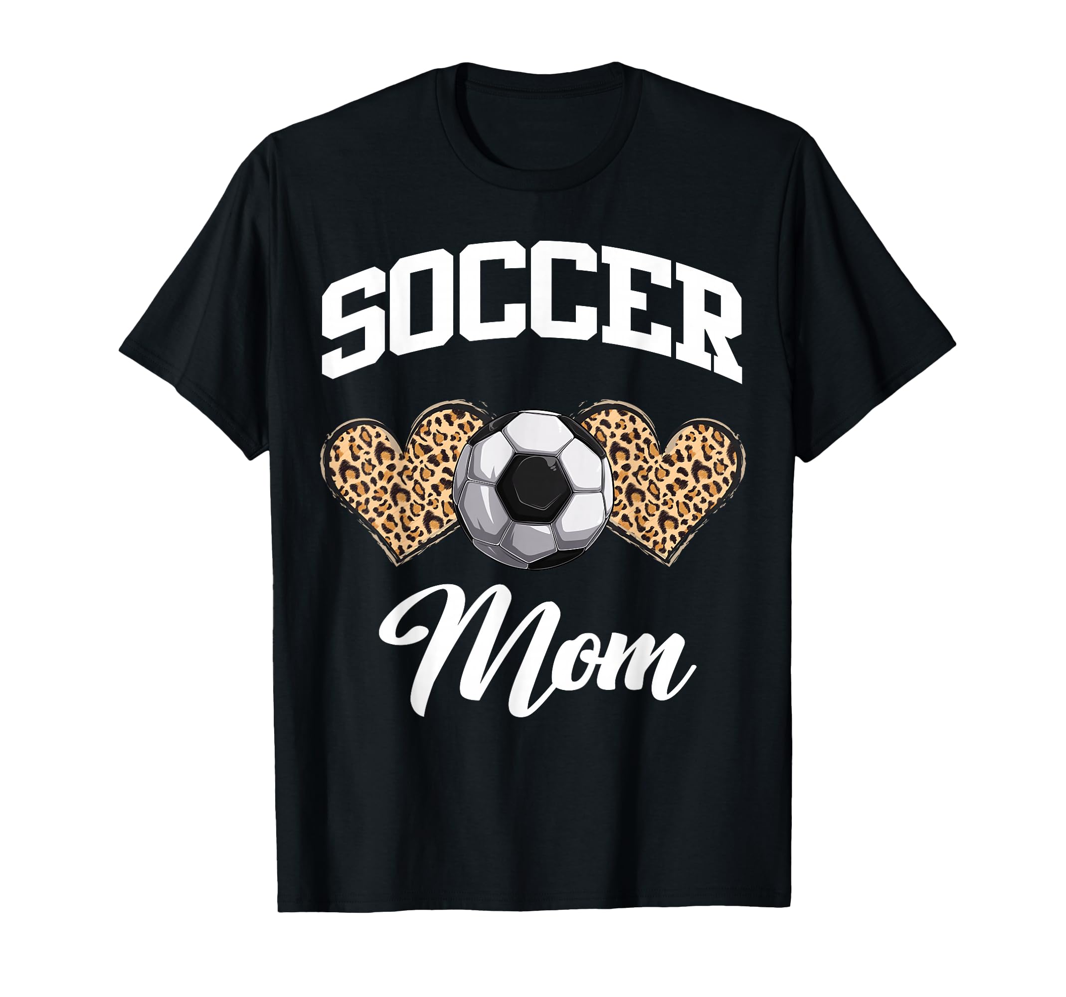 Soccer Leopard Heart Soccer Mom Soccer T-Shirt - Novelty Apparel Unisex