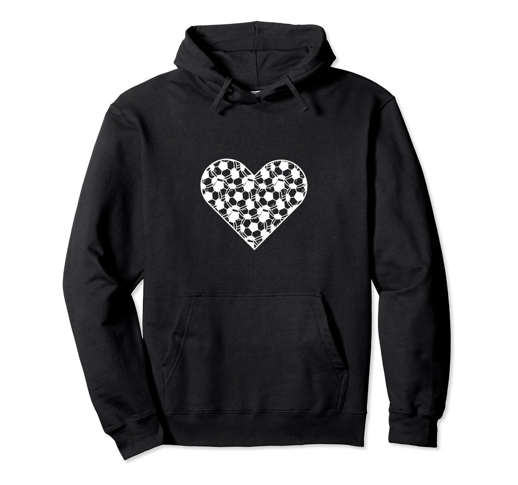 I Love Soccer Heart Shaped Soccer Ball Gift Hoodie - Graphic Print Unisex