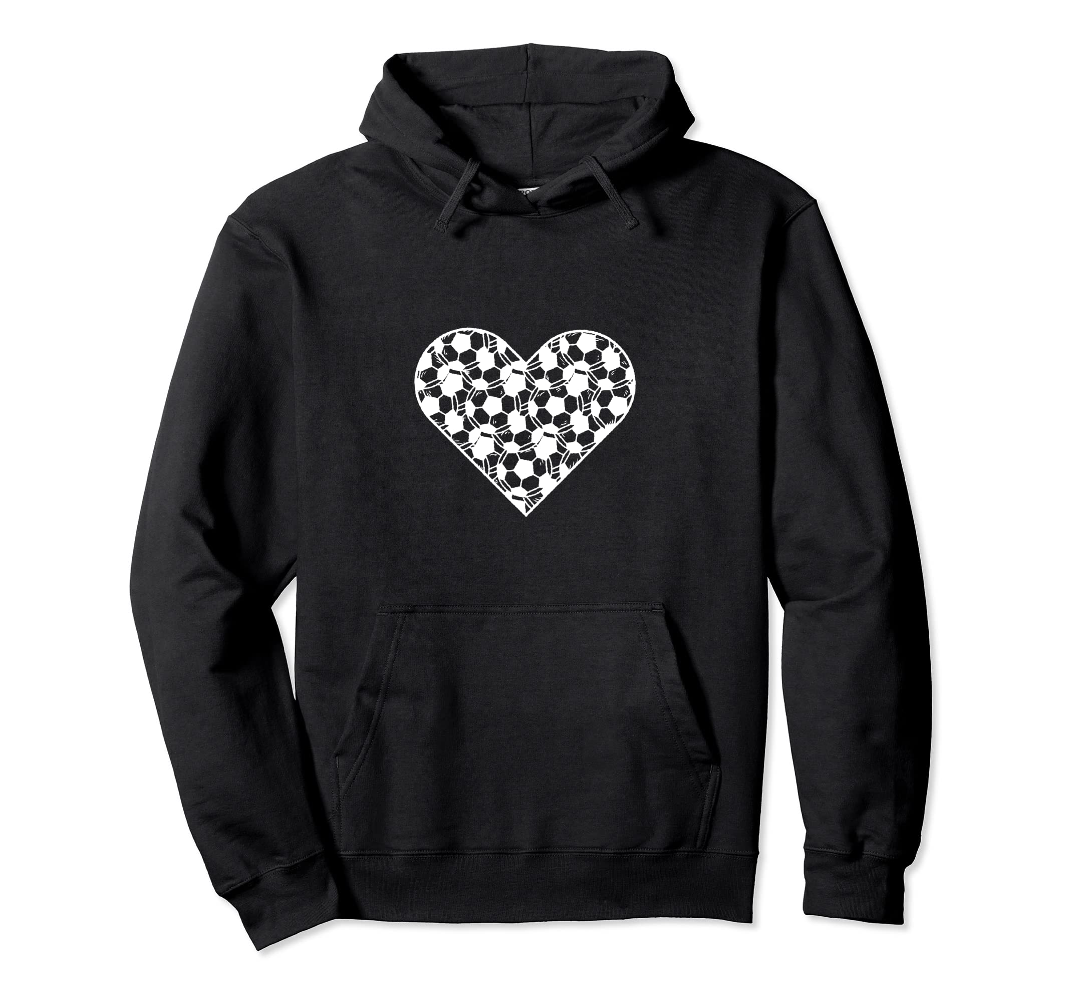 I Love Soccer Heart Shaped Soccer Ball Gift Hoodie - Graphic Print Unisex