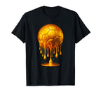 Gold Soccer Ball Drip Abstract Soccer T-Shirt - Graphic Print for Adults