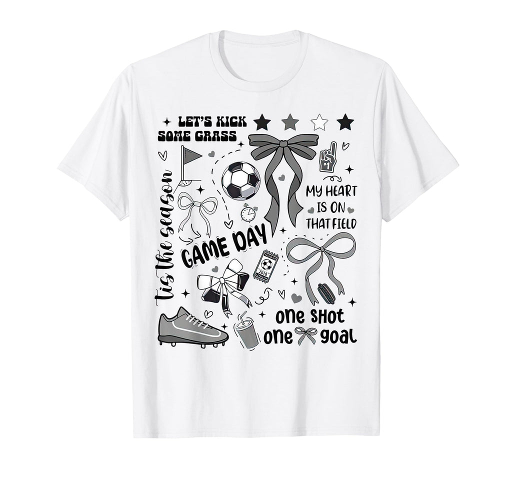 Game Day Soccer Coquette Mom One Shot T-Shirt - Novelty Apparel Men Women