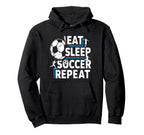 Soccer Lovers Eat Sleep Repeat Sports Hoodie - Minimalist Print Men Women