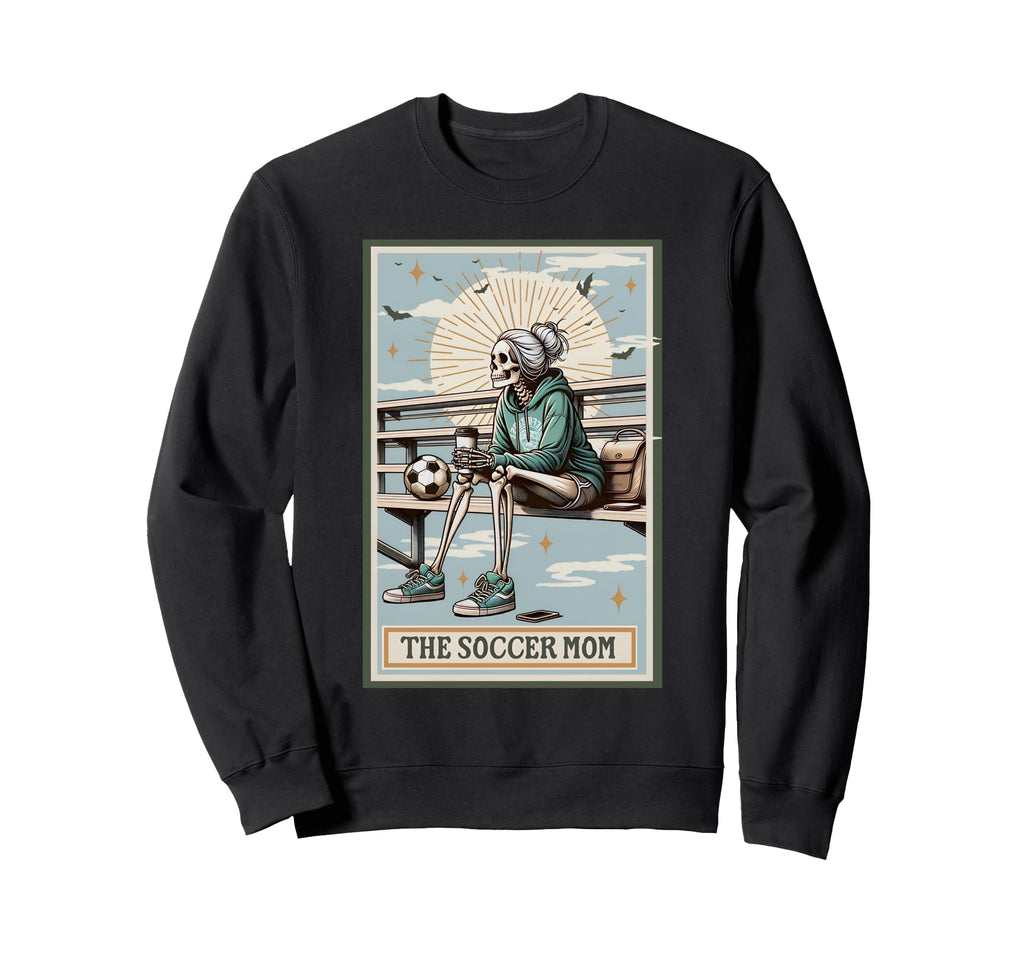 Soccer Mom Skeleton Tarot Card Sweatshirt - Trendy Graphic for Adults