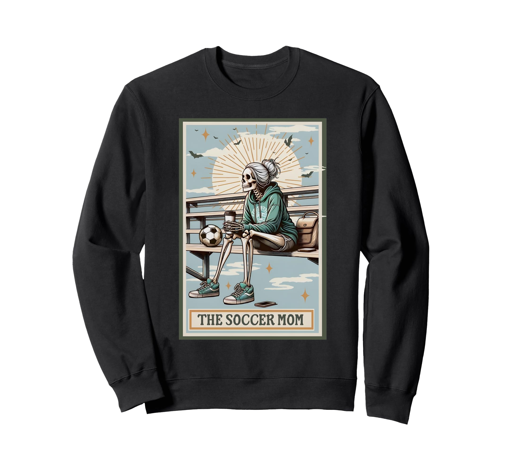 Soccer Mom Skeleton Tarot Card Sweatshirt - Trendy Graphic for Adults