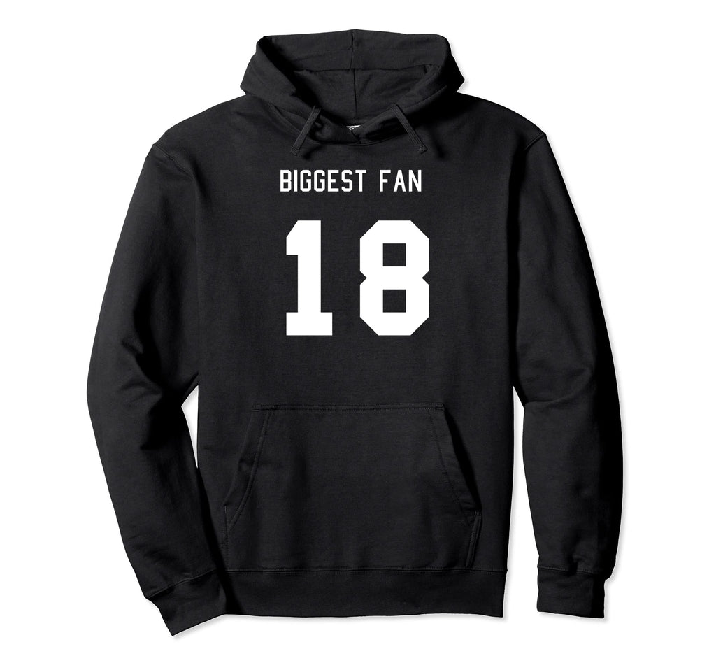 Number 18 Biggest Fan Sport Spirit Wear Hoodie - Custom Art Print Unisex