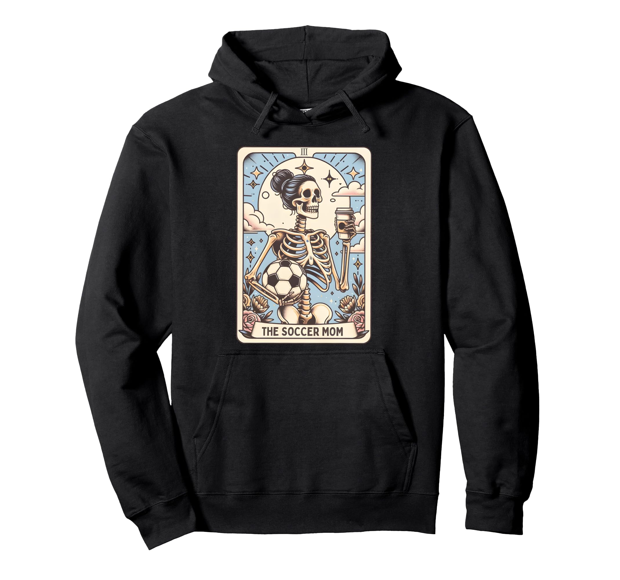 Soccer Mom Tarot Card Skeleton Hoodie - Minimalist Print Men Women