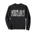 Mustangs Mascot Distressed School Sweatshirt - Minimalist Print Men Women