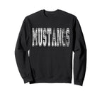 Mustangs Mascot Distressed School Sweatshirt - Minimalist Print Men Women