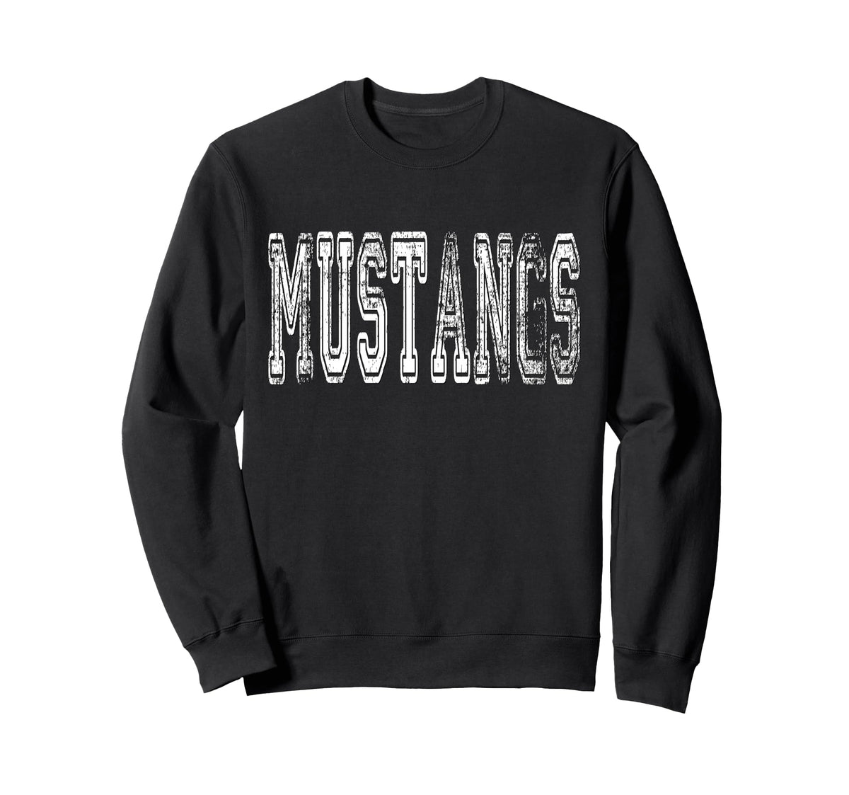 Mustangs Mascot Distressed School Sweatshirt - Minimalist Print Men Women