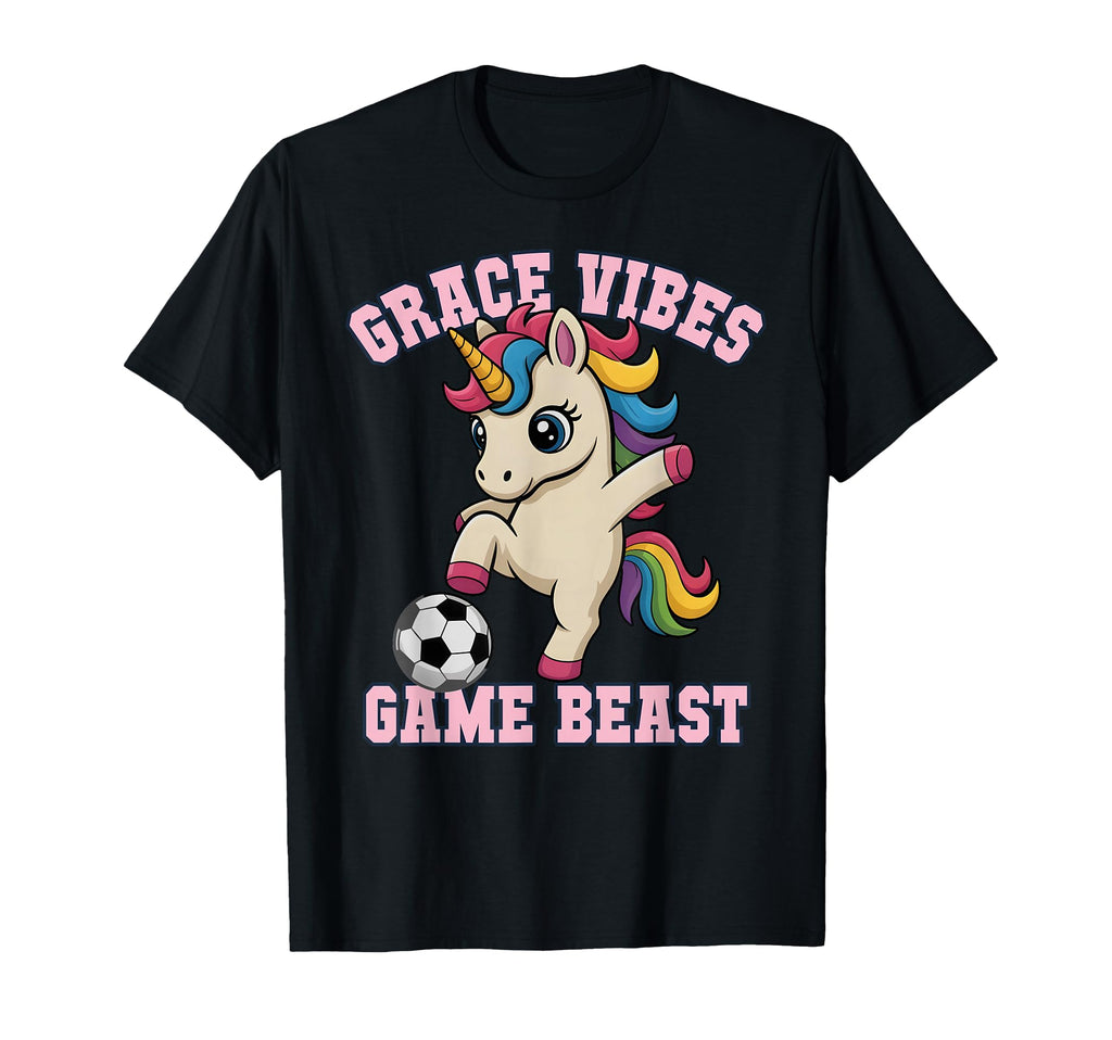 Grace Vibes Soccer Unicorn Just Who T-Shirt - Unique Graphic Men Women