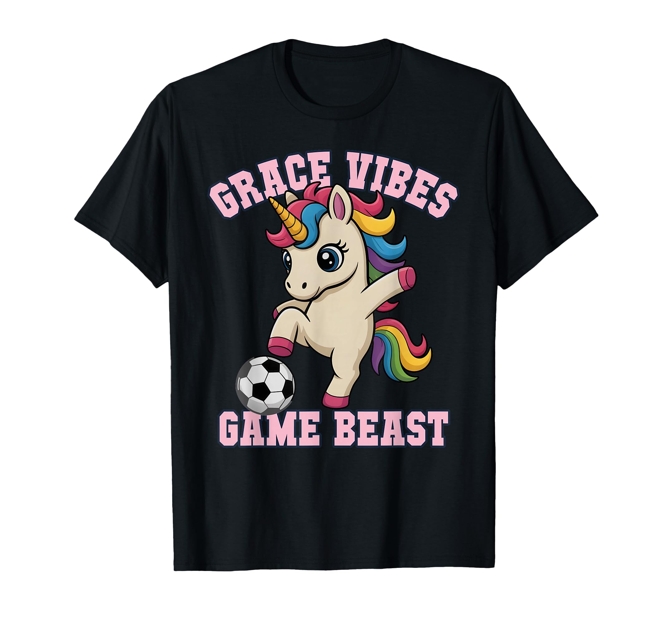 Grace Vibes Soccer Unicorn Just Who T-Shirt - Unique Graphic Men Women