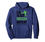 Eat Sleep Soccer Repeat Sport Player Hoodie - Minimalist Print for Adults