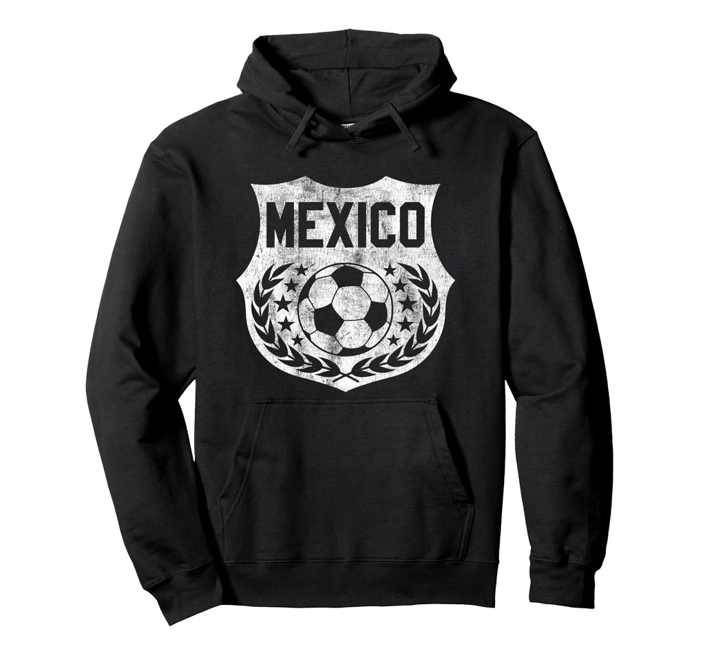 Mexico Soccer Distressed Shield Badge Hoodie - Trendy Graphic Unisex