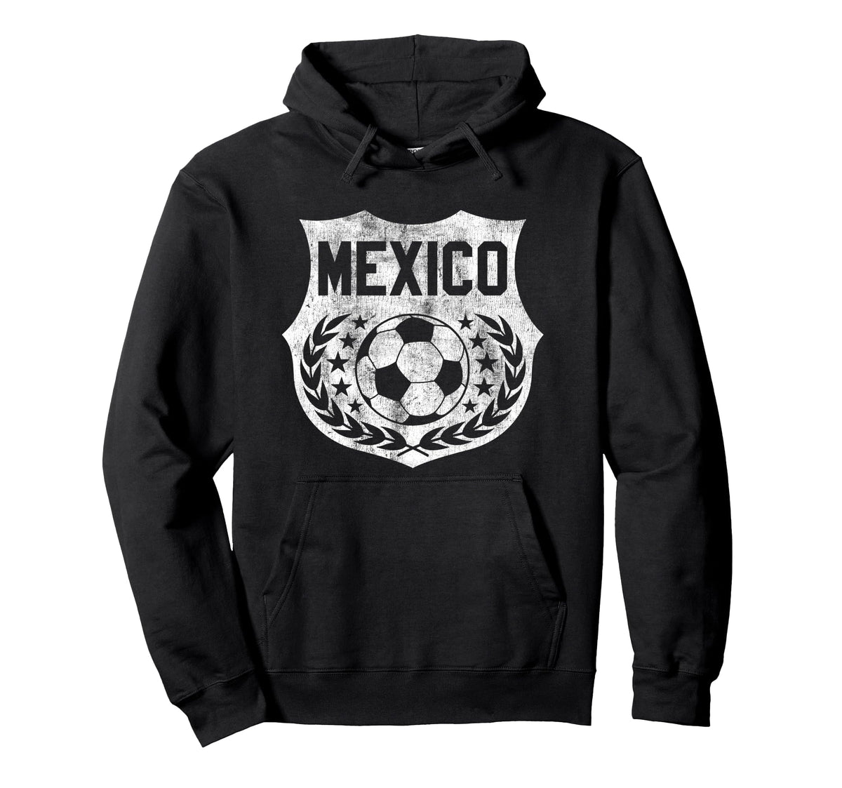 Mexico Soccer Distressed Shield Badge Hoodie - Trendy Graphic Unisex