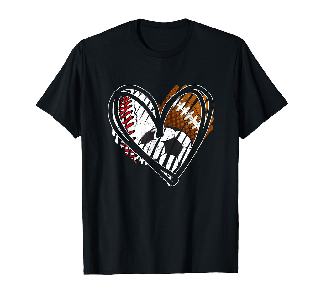 Baseball Football Soccer Ball Heart T-Shirt - Casual Everyday Wear Unisex