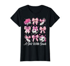 Soccer Player Soccer Coquette Bow Goals T-Shirt - Graphic Print Men Women