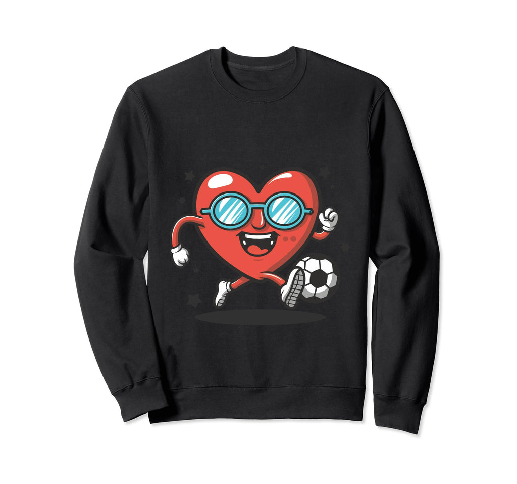 Funny Heart Running Soccer Ball Sweatshirt - Trendy Graphic Men Women