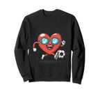 Funny Heart Running Soccer Ball Sweatshirt - Trendy Graphic Men Women