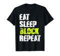 Football Linemen Eat Sleep Block Repeat T-Shirt - Graphic Print Unisex