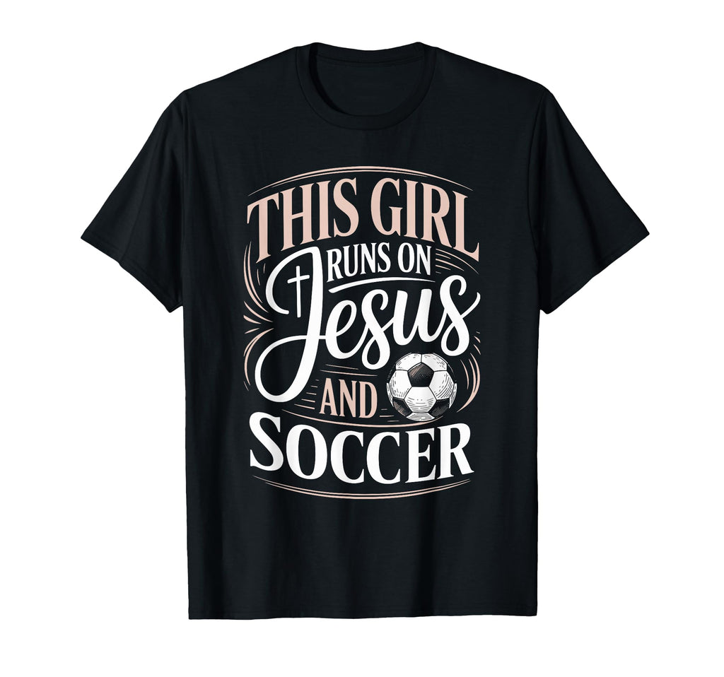 This Runs Jesus And Soccer Player Faith T-Shirt - Custom Art Print Unisex