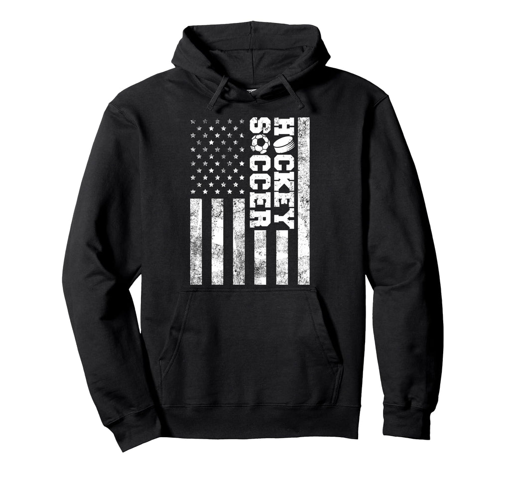 American Distressed Flag Funny Soccer Hoodie - Minimalist Print Unisex