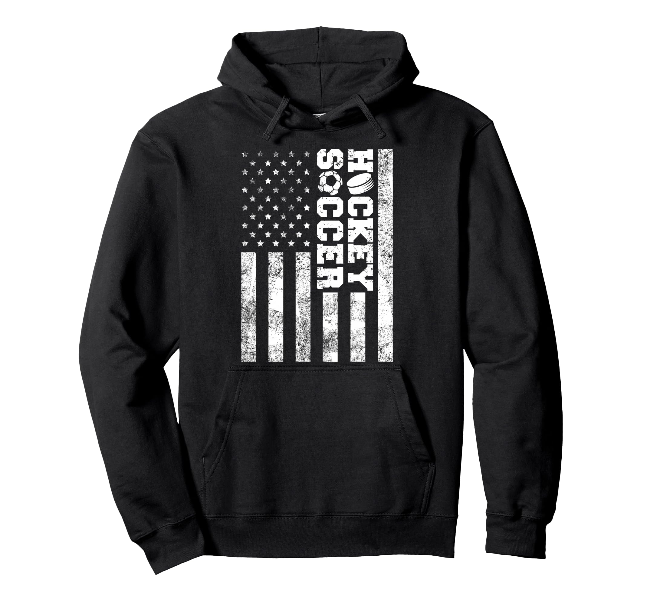American Distressed Flag Funny Soccer Hoodie - Minimalist Print Unisex