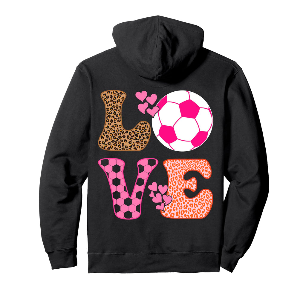 Soccer Love Hearts And Leopard Soccer Hoodie - Graphic Print Men Women