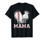Ball Mama Baseball Soccer Heart Mom T-Shirt - Minimalist Print for Adults