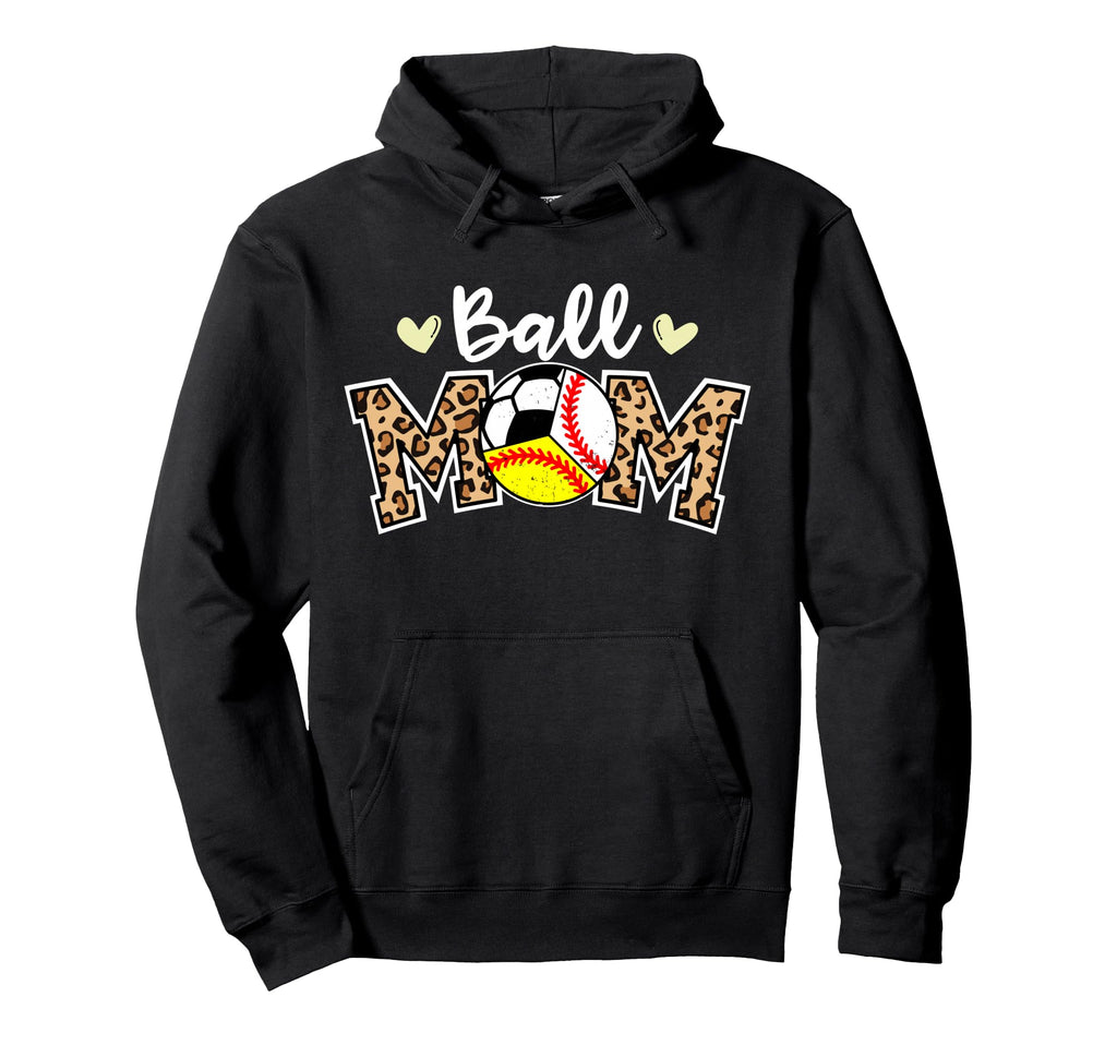 Ball Mom Leopard Baseball Softball Hoodie - Trendy Graphic Men Women