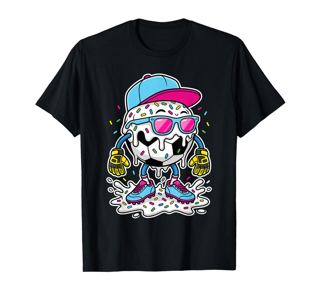 Soccer Ball Melting Ice Cream Drip Goalie T-Shirt - Novelty Apparel Unisex