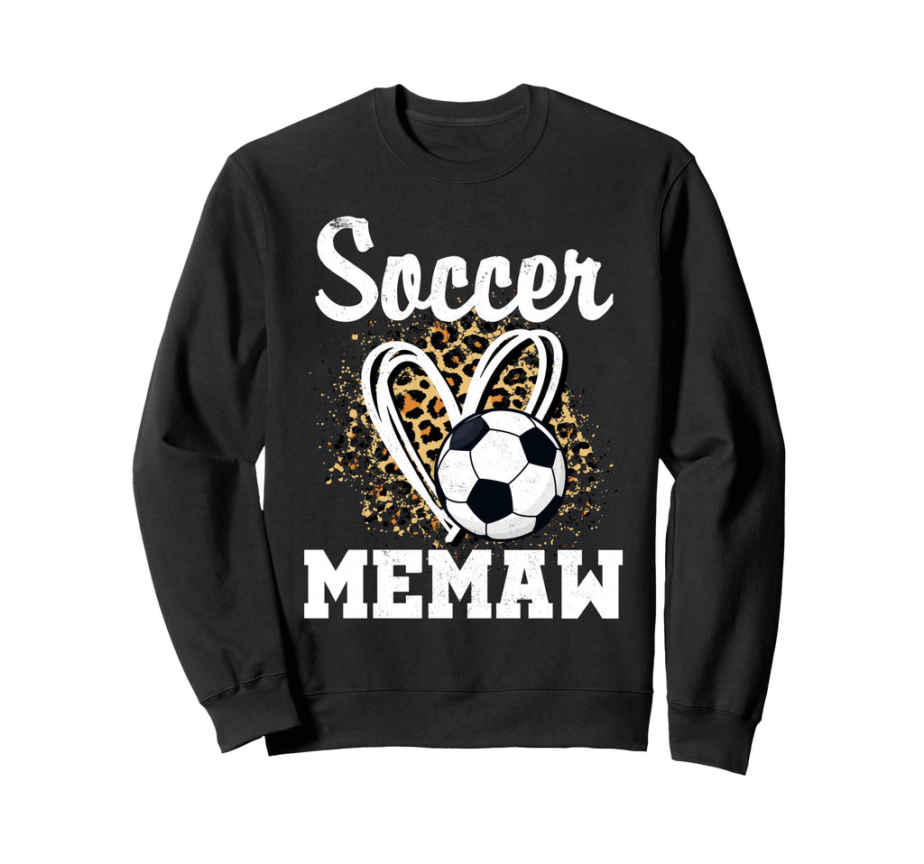 Soccer Memaw Leopard Heart Matching Sweatshirt - Trendy Graphic for Adults