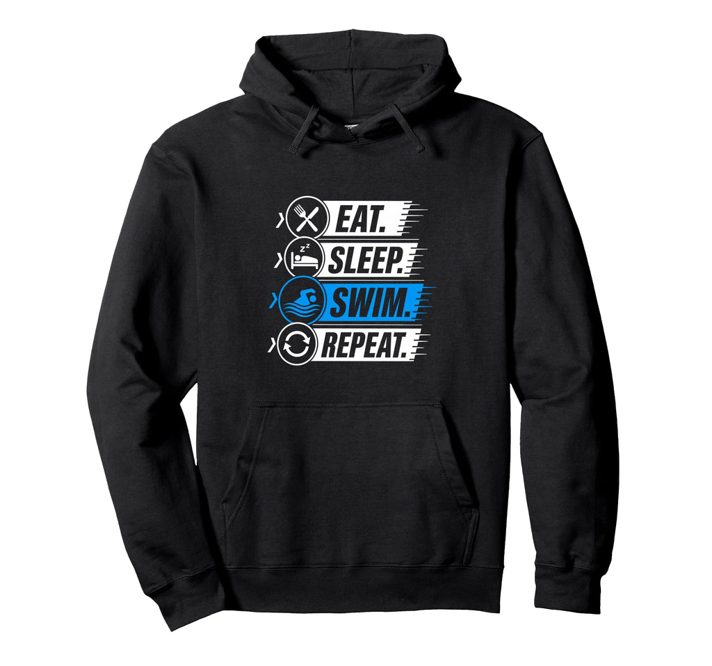 Eat Sleep Swim Repeat Funny Hoodie - Fun Novelty Design for Adults