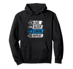 Eat Sleep Swim Repeat Funny Hoodie - Fun Novelty Design for Adults