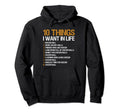 Funny Soccer 10 Things I Want Life Hoodie - Graphic Print Unisex