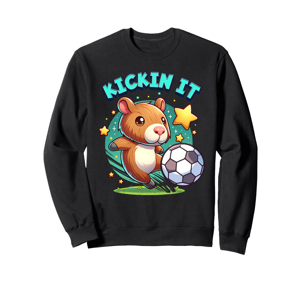 Kickin It Soccer Player Capybara Sweatshirt - Aesthetic Graphic for Adults