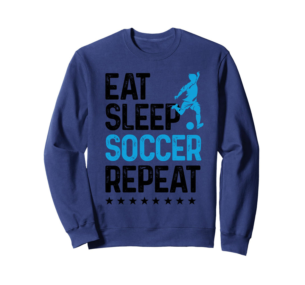 Eat Sleep Soccer Repeat Sport Player Sweatshirt - Graphic Print for Adults