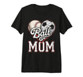 Ball Mom Baseball Soccer Heart Mommy T-Shirt - Fun Novelty Design Unisex
