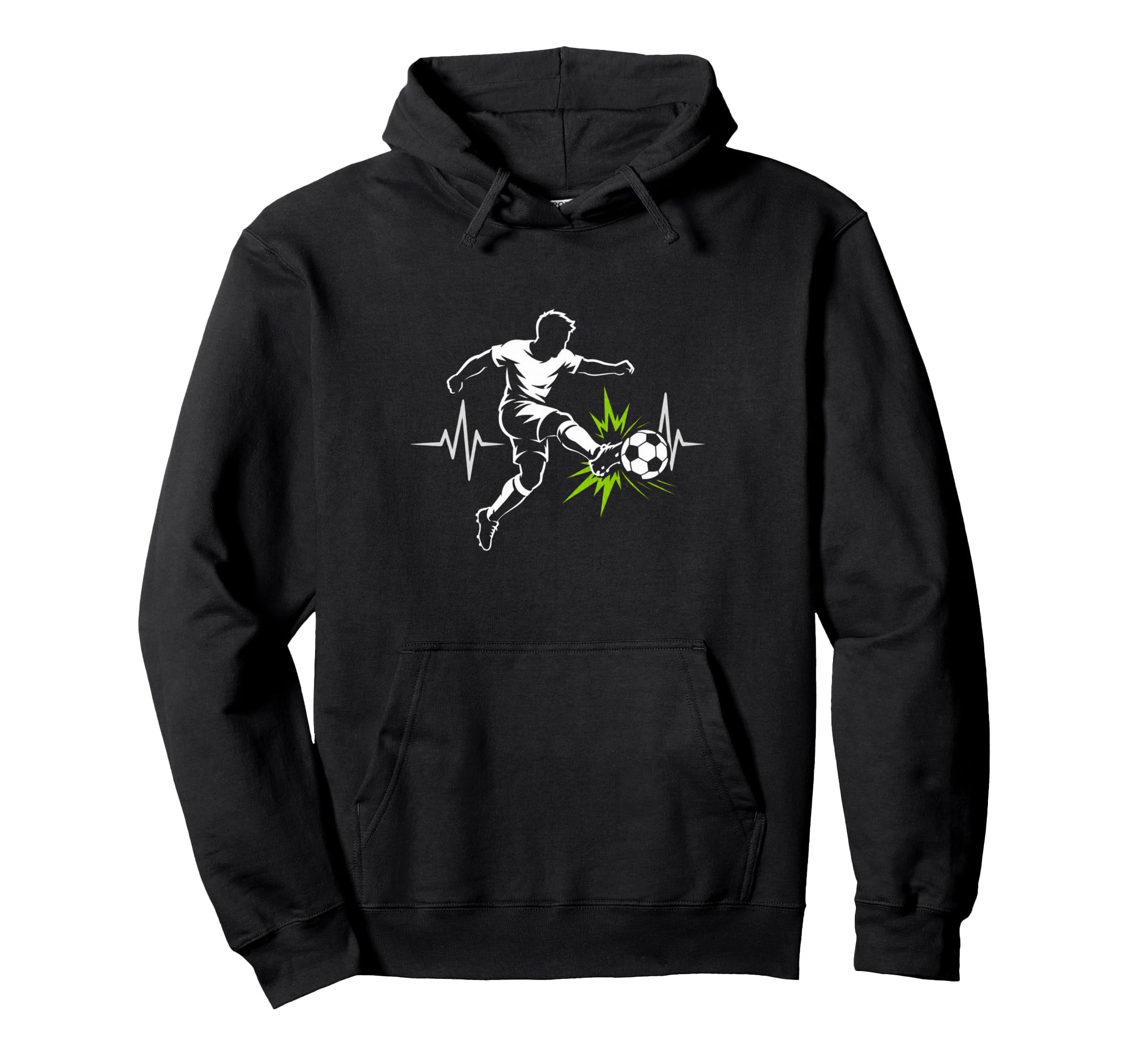 Energetic Soccer Player Heartbeat Pulse Hoodie - Unique Graphic for Adults