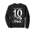 Number 10 Biggest Fan Soccer Player Sweatshirt - Fun Novelty Design Unisex