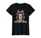 Patriotic Soccer Mom American Flag T-Shirt - Graphic Print for Adults