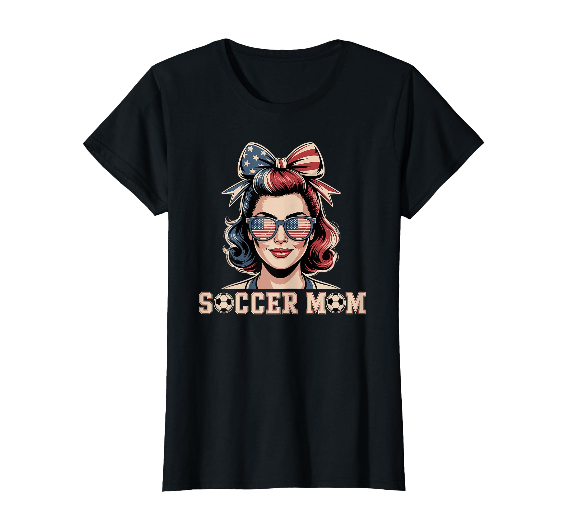 Patriotic Soccer Mom American Flag T-Shirt - Graphic Print for Adults