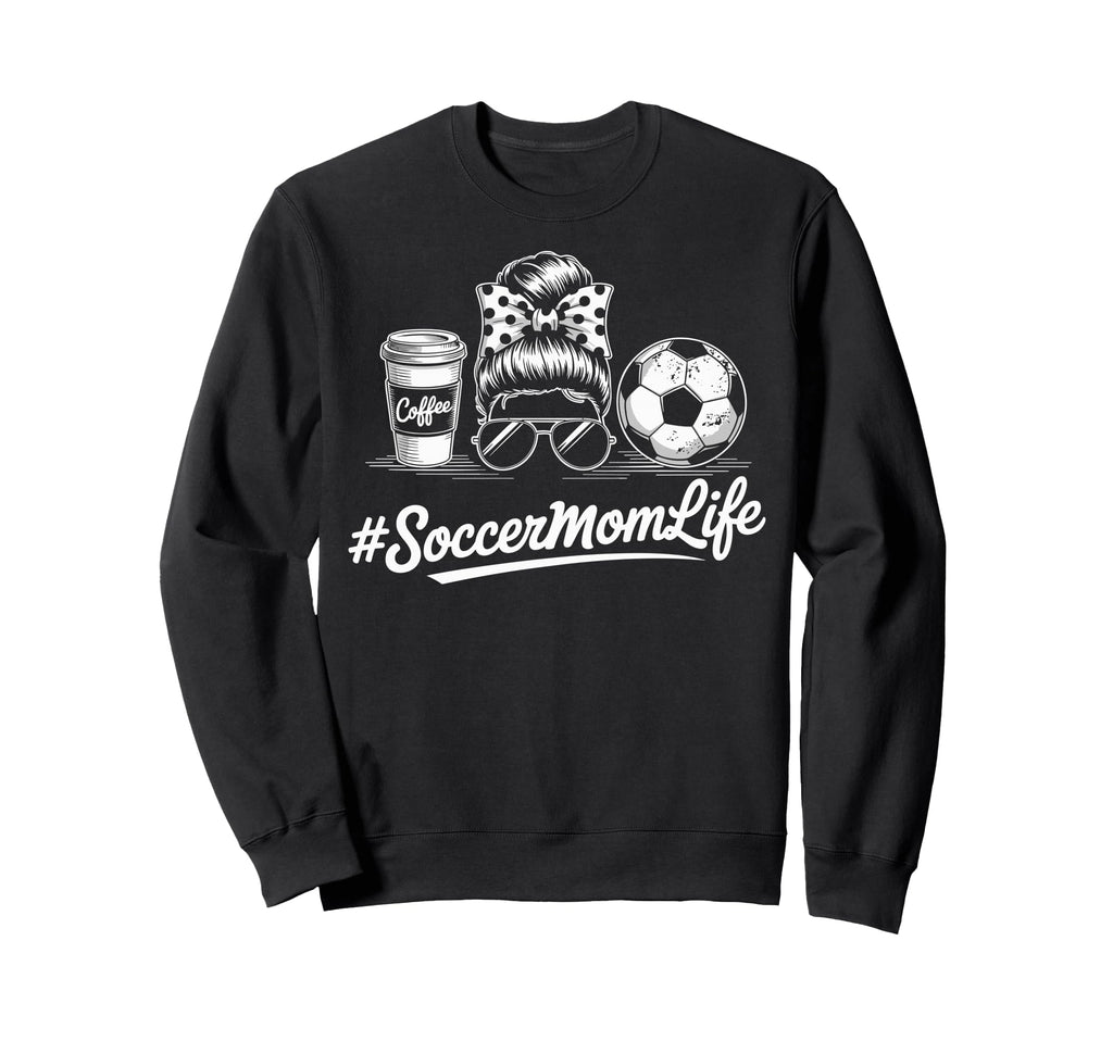 Soccermomlife Soccer Mom Messy Bun Sweatshirt - Graphic Print for Adults