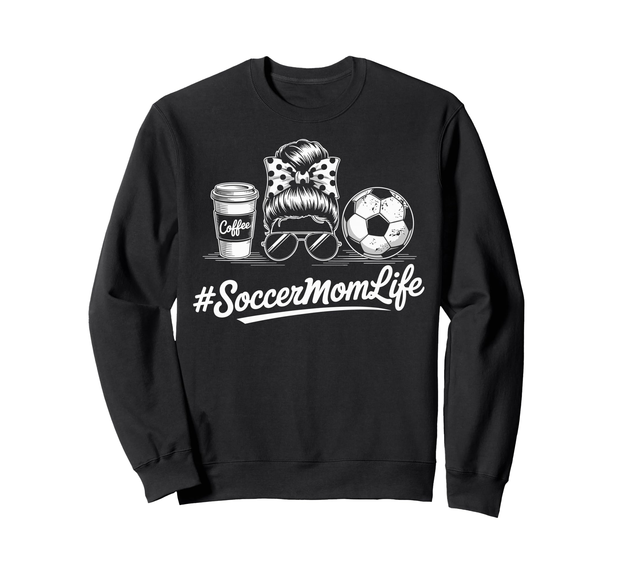 Soccermomlife Soccer Mom Messy Bun Sweatshirt - Graphic Print for Adults