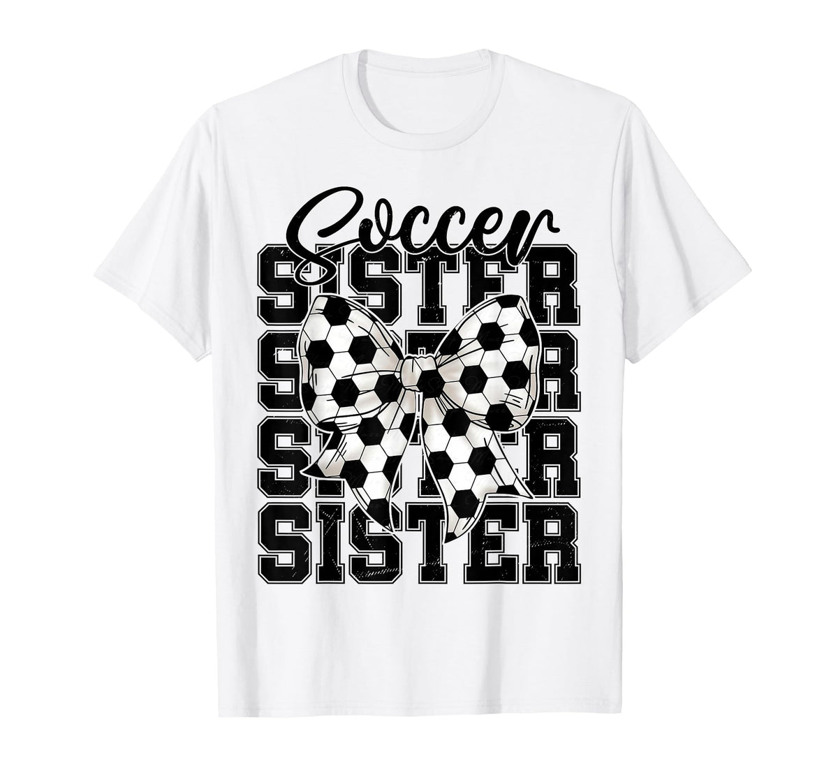 Soccer Sister Coquette Bow Soccer T-Shirt - Unique Graphic for Adults