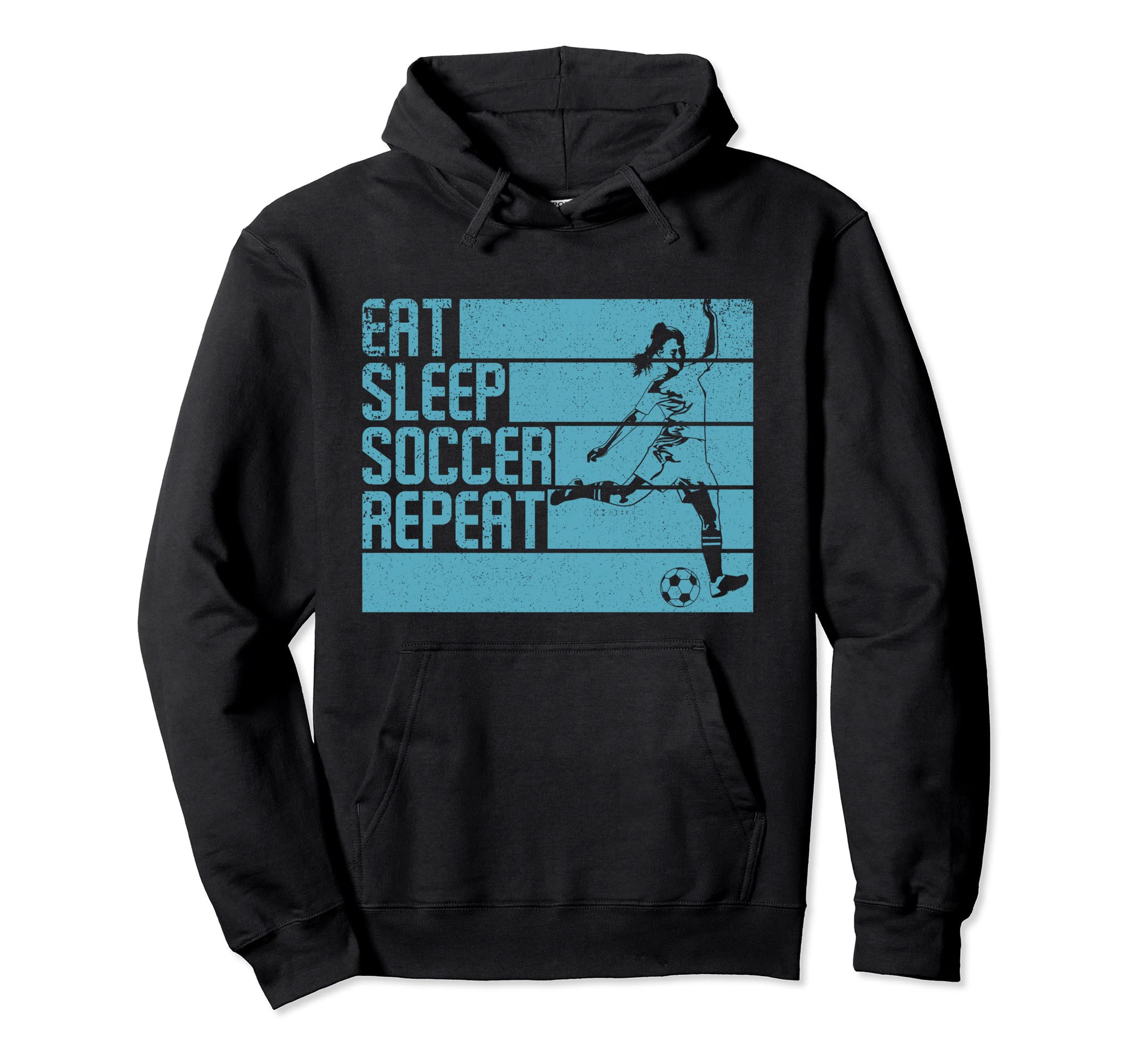 Eat Sleep Soccer Repeat Funny Footballer Hoodie - Minimalist Print Unisex