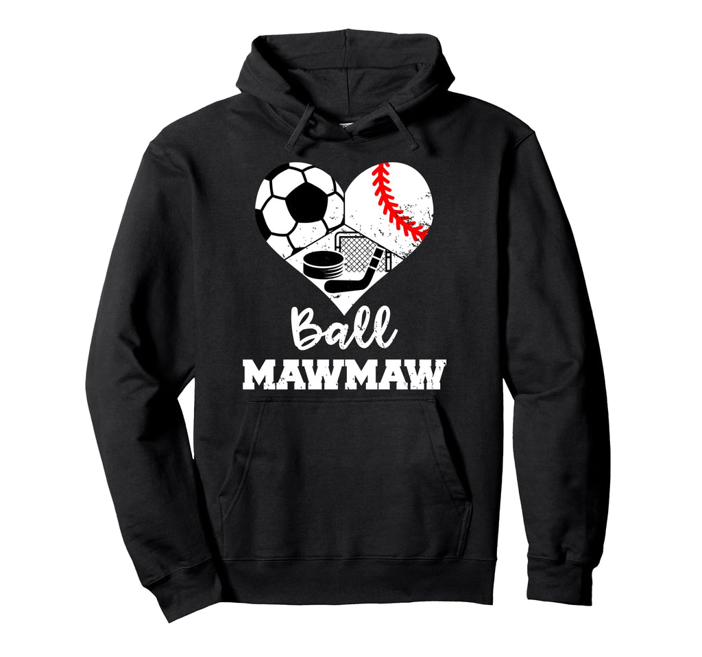 Ball Mawmaw Funny Soccer Baseball Hockey Hoodie - Graphic Print for Adults