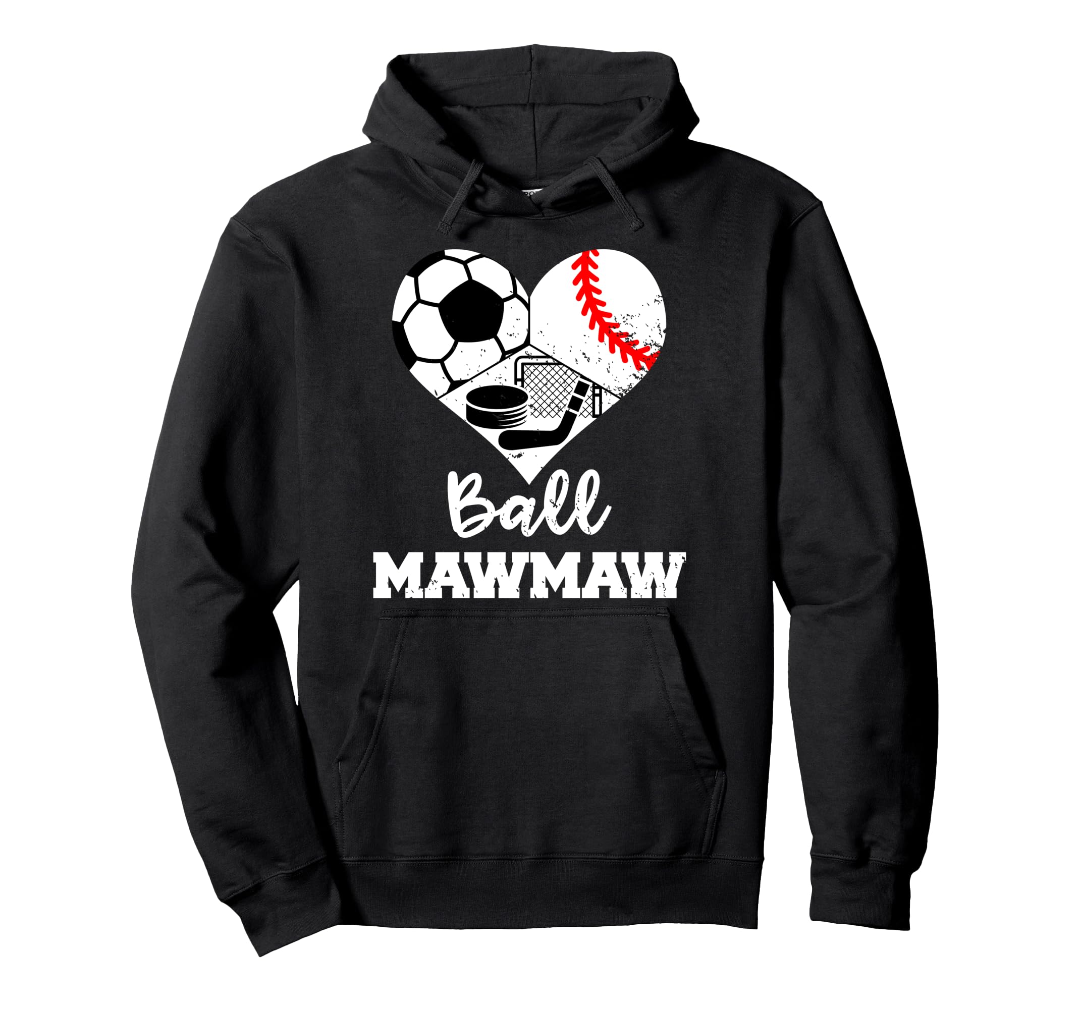 Ball Mawmaw Funny Soccer Baseball Hockey Hoodie - Graphic Print for Adults