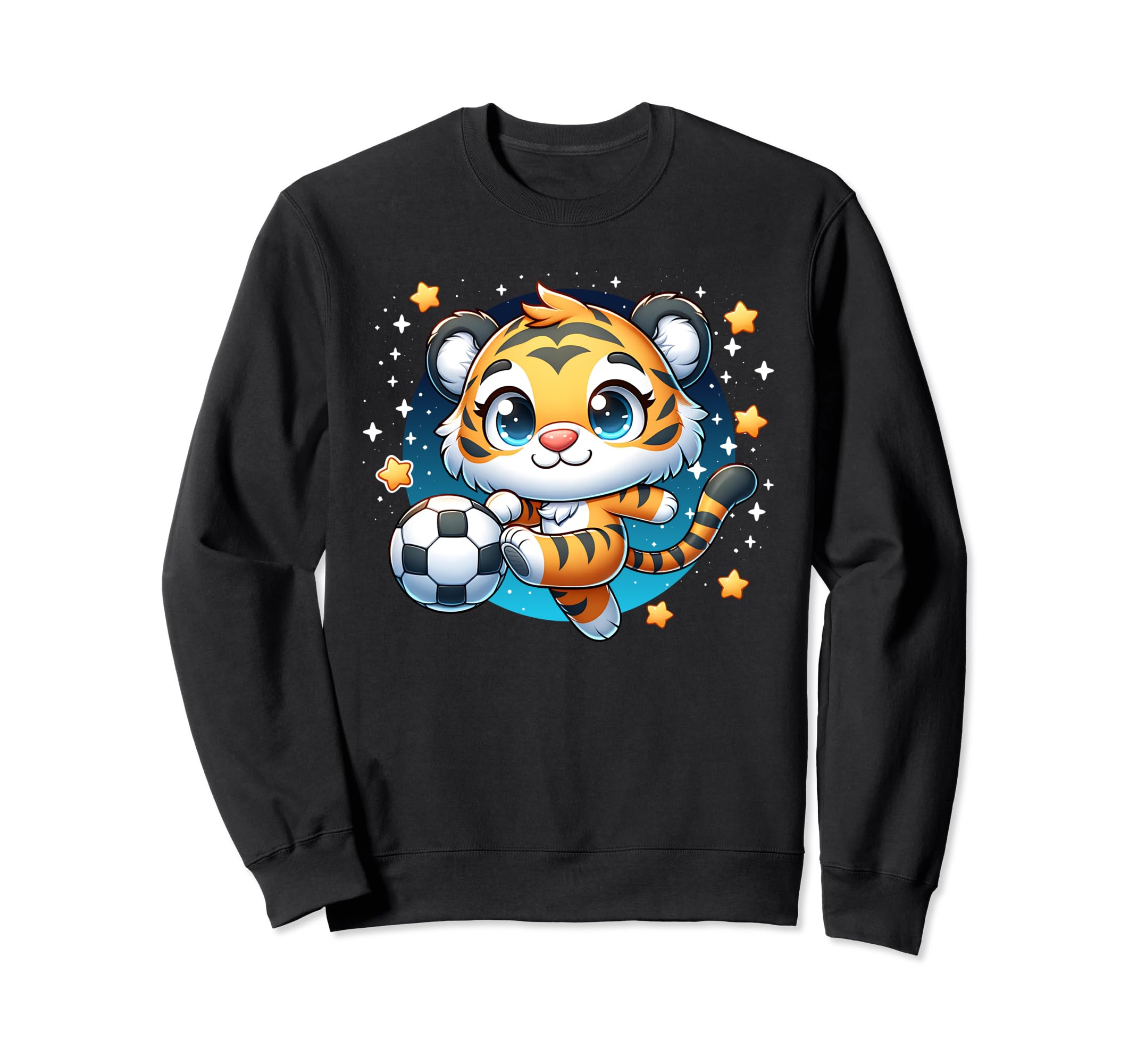 Soccer Player Tiger Cub Kicking Sweatshirt - Graphic Print for Adults