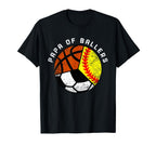 Papa Ballers Funny Softball Soccer T-Shirt - Novelty Apparel Men Women