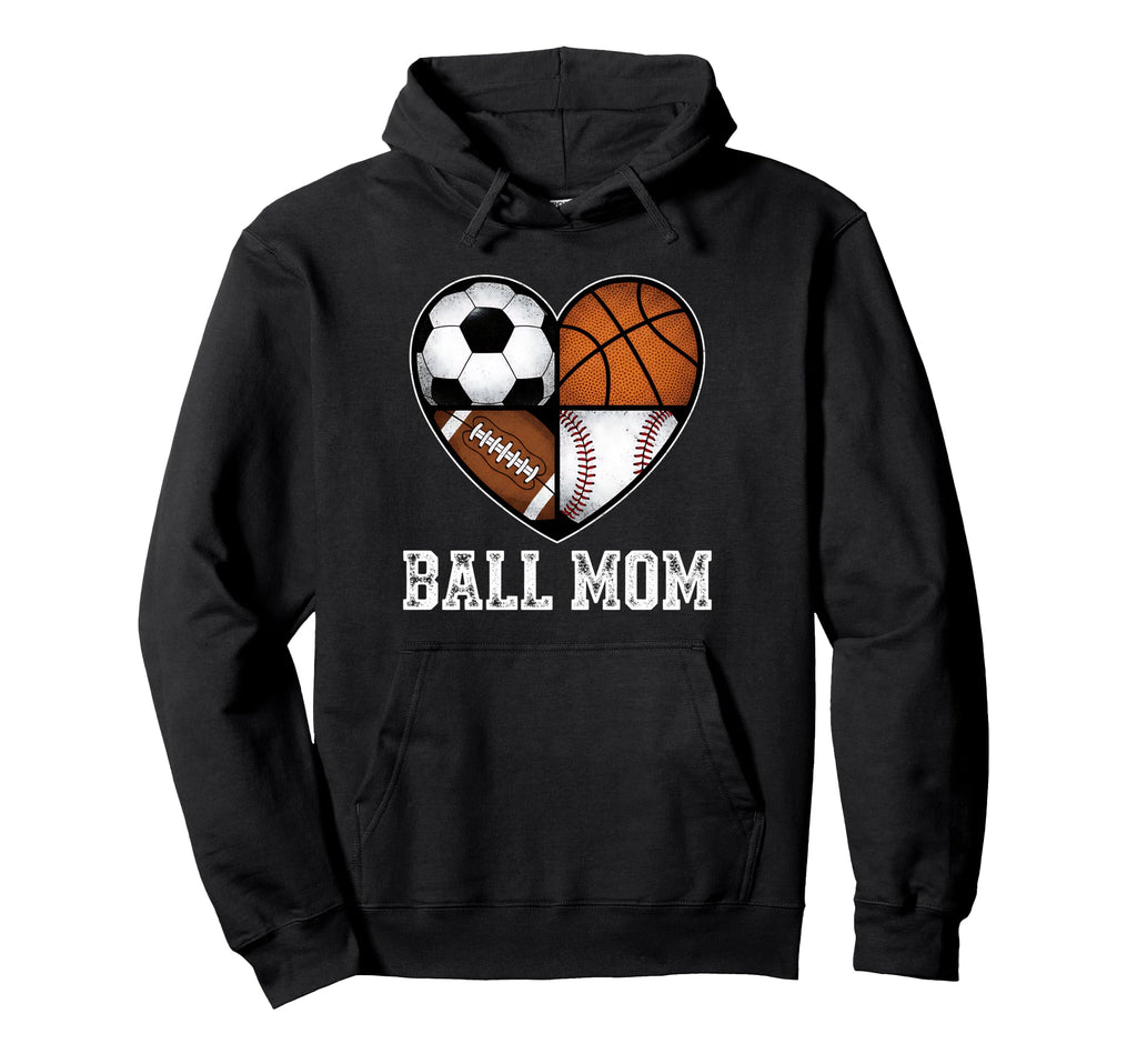Mom Both Heart Soccer Baseball Sports Hoodie - Trendy Graphic for Adults